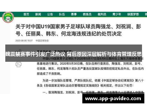 魏震禁赛事件引发广泛热议 背后原因深层解析与体育管理反思